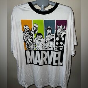 Marvel Pajama Set: Graphic White T-Shirt & Shorts